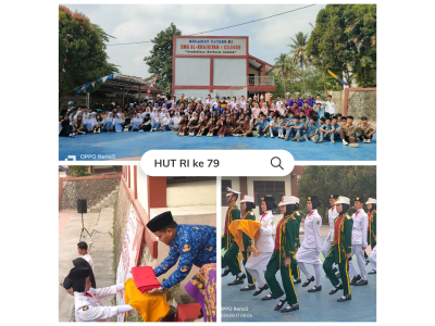Pengibaran Bendera Merah Putih HUT RI yang ke 79 oleh Pasukan Paskibra SMA Al-Khairiyah 4 Cilegon 